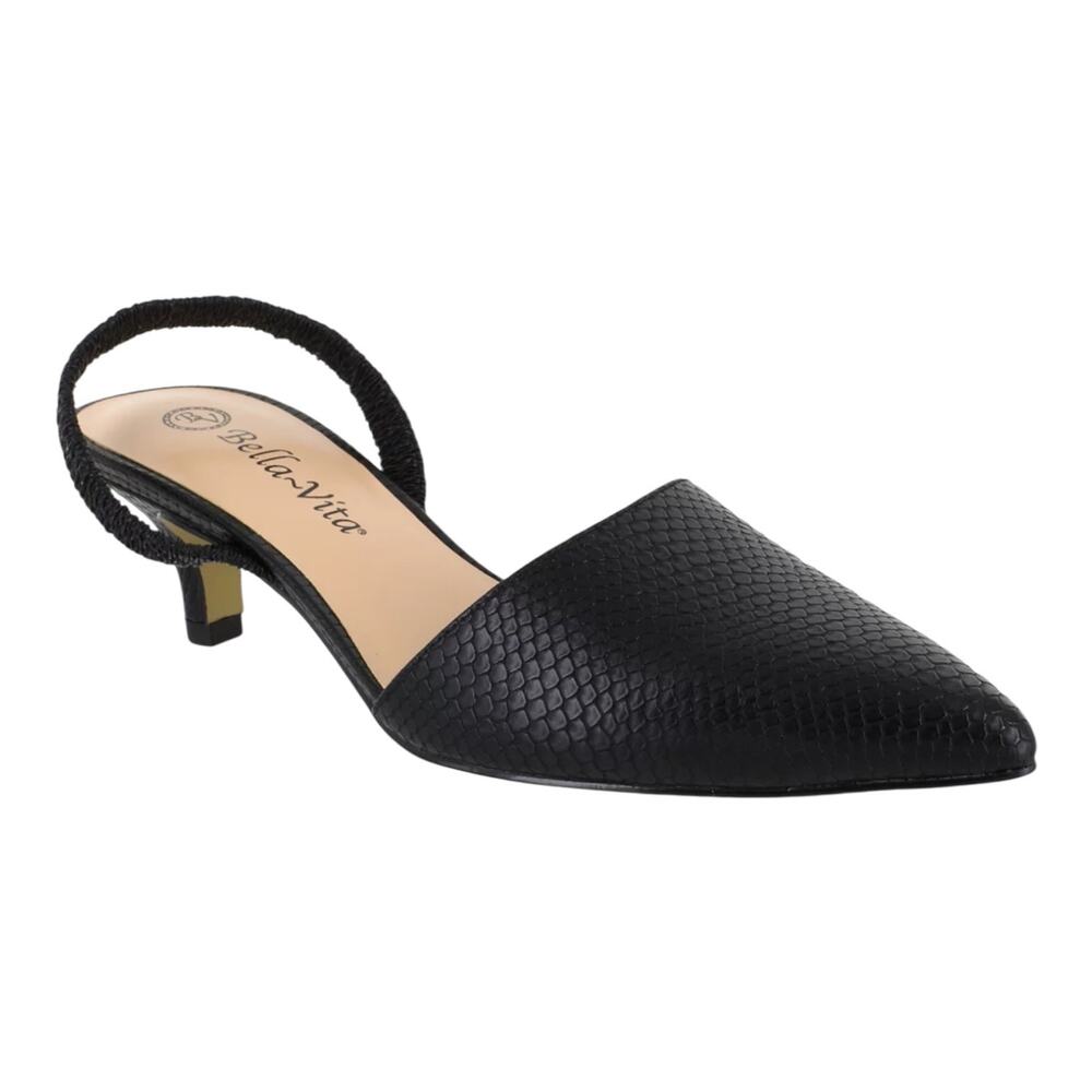 Bella Vita Women's Sarah II Slingback Kitten Heel Pumps Black Snake Size 7 W